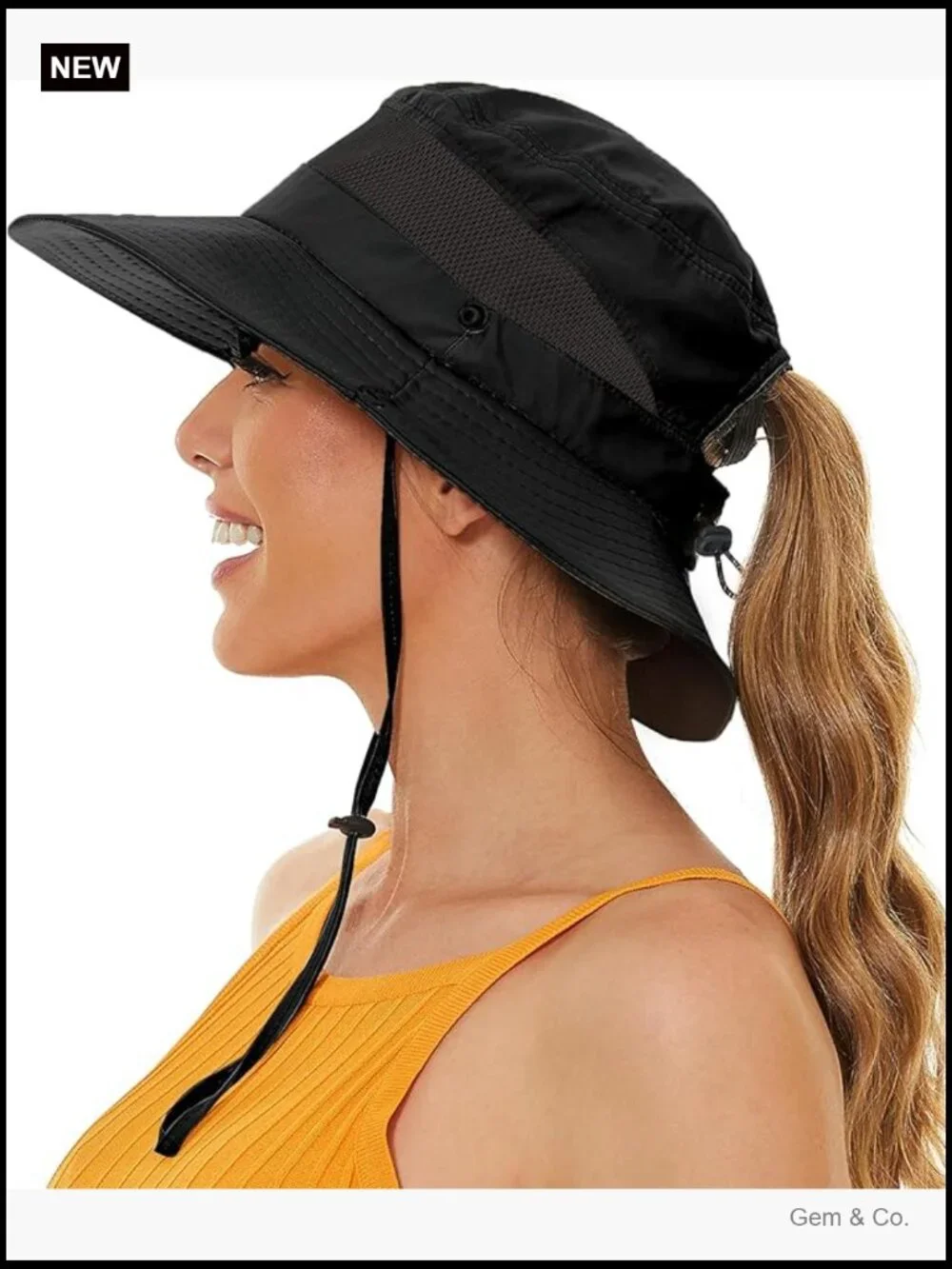 Bucket Hat with Ponytail Hole UPF 50+ Waterproof Fishing Safari Hiking Hat